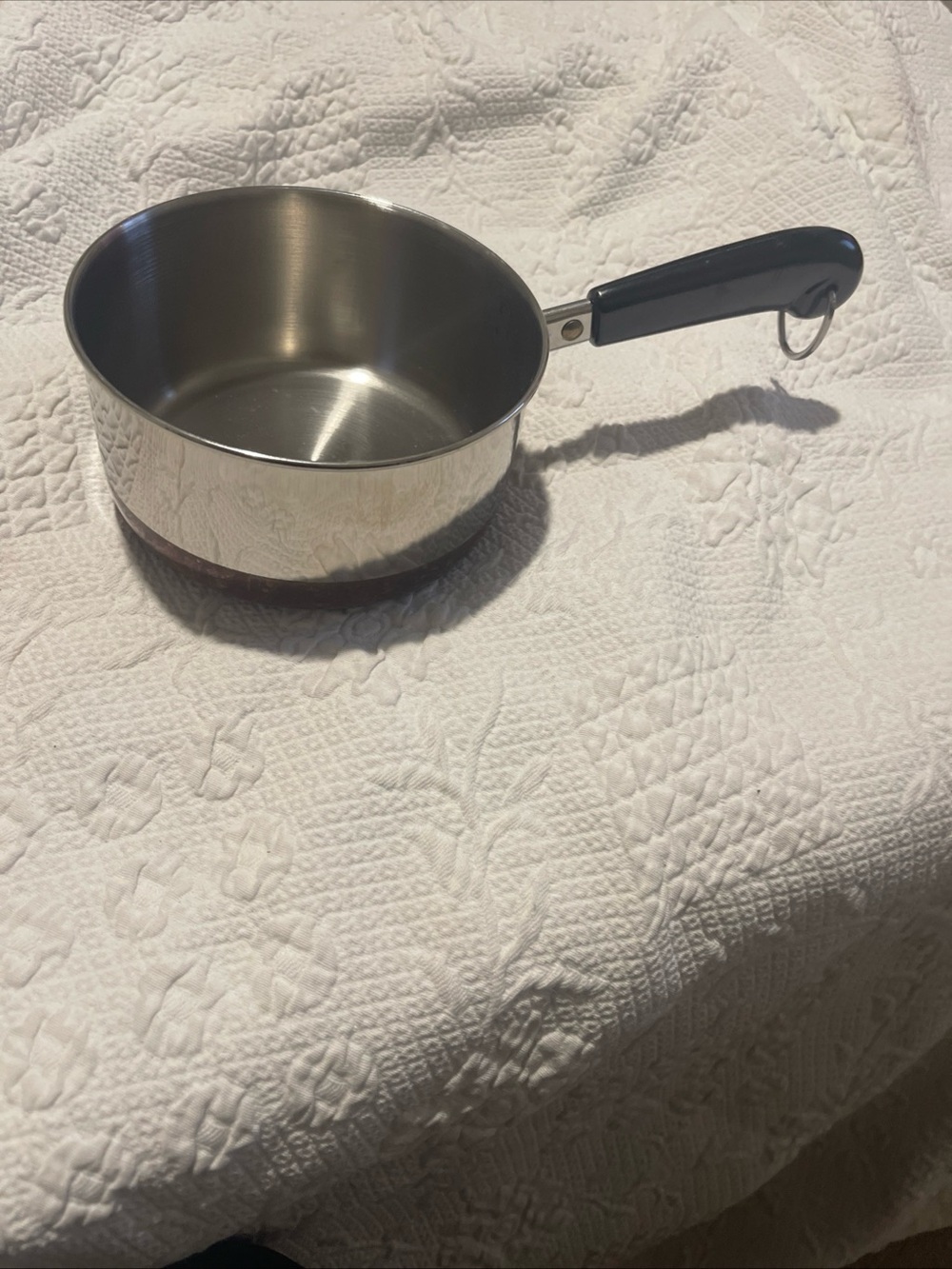 Stainless Steel Saucepan with Black Handle Copper Bottom RevereWare 1Qt No lid